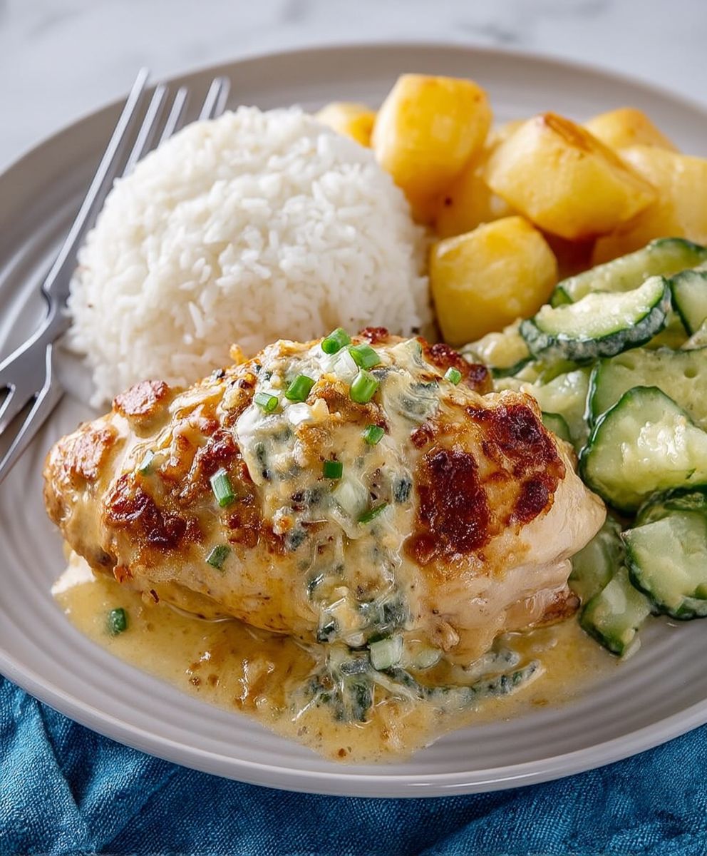 Zwiebelsahne Hähnchen einfach zubereiten