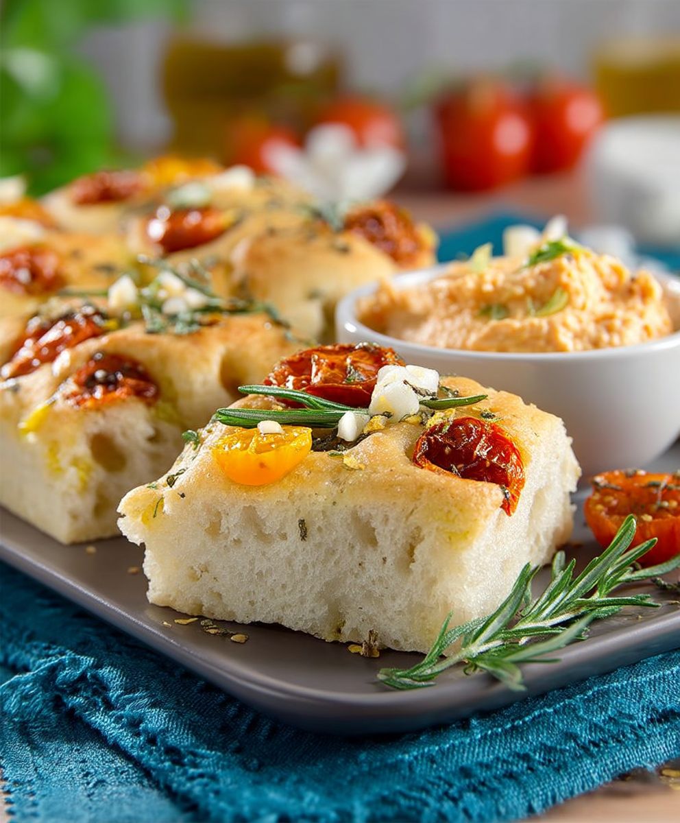 Tomaten Focaccia Paprika Feta