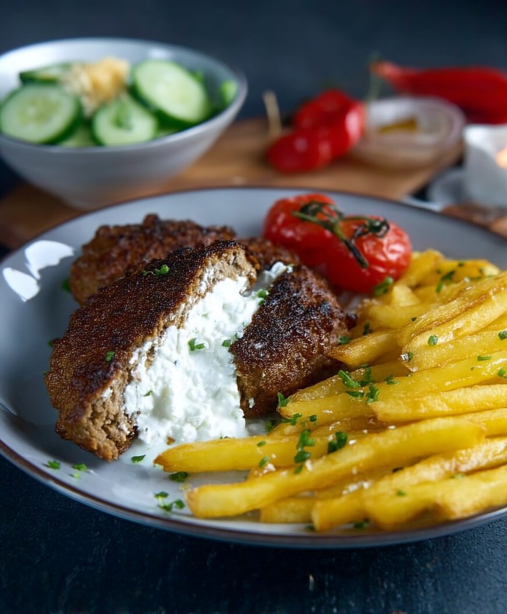 Griechisches Bifteki mit Feta