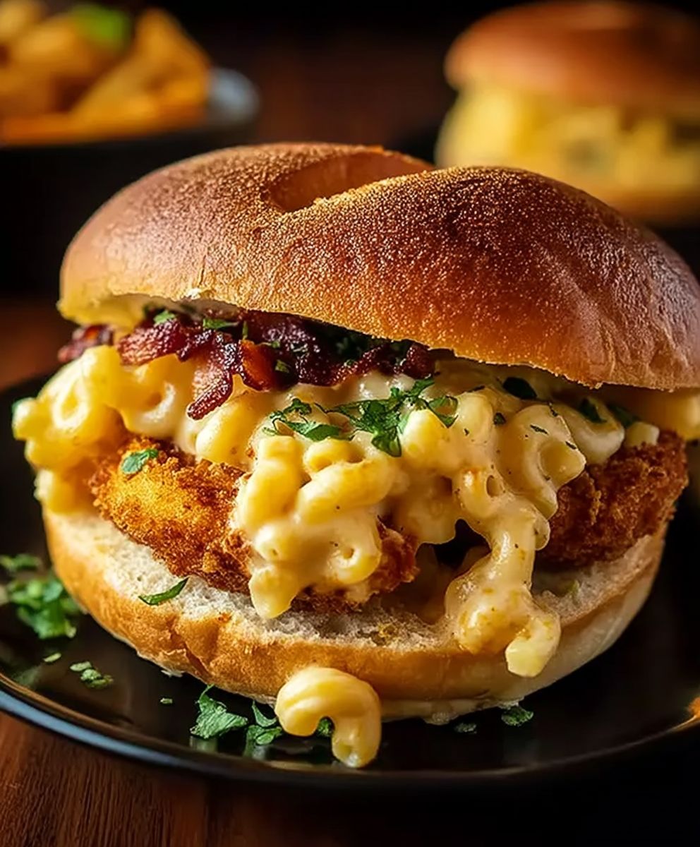 Halal Bacon Mac Cheese Burger