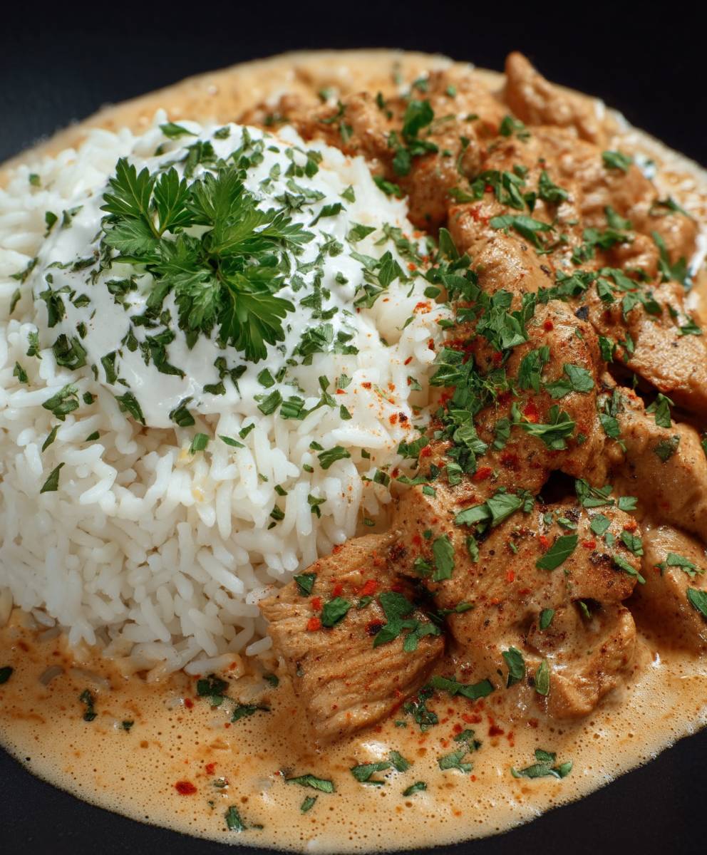 Gyros Schmandsoße mit Reis
